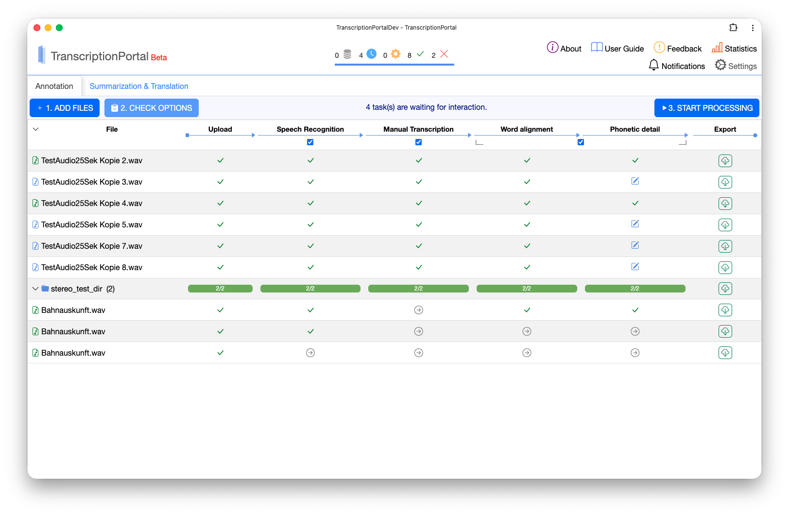TranscriptionPortal overview screenshot